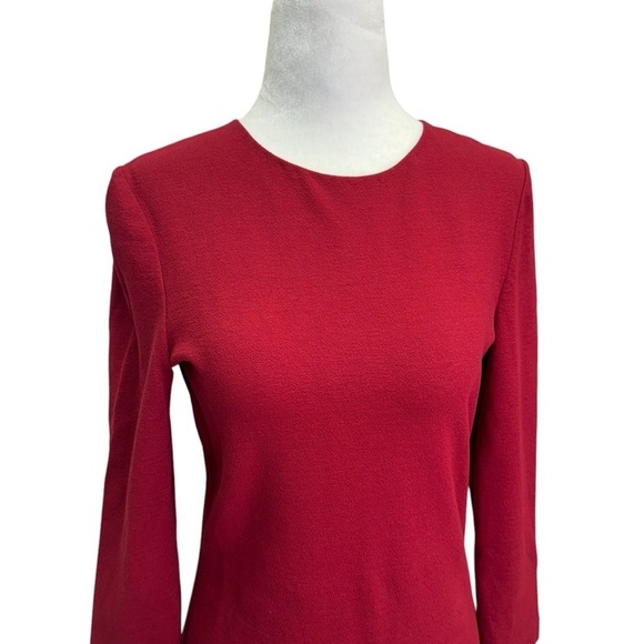 Vince Burgundy Red Shift Dress 3/4 Sleeves Round Neck Size S - Picture 5 of 14
